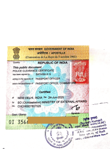 Image of an MEA Apostille obtained from Indore