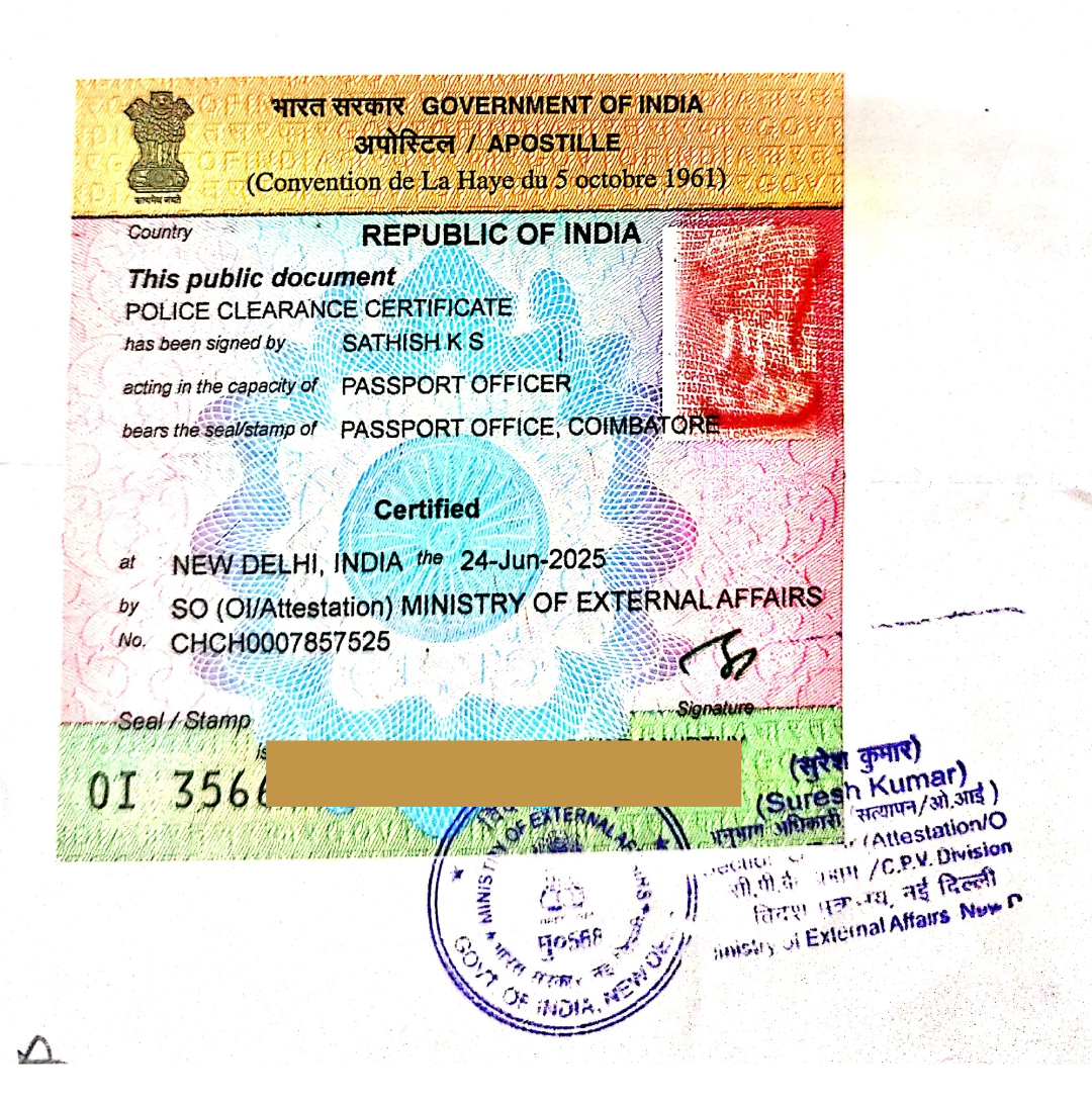 Sample apostille stamp-Bhopal