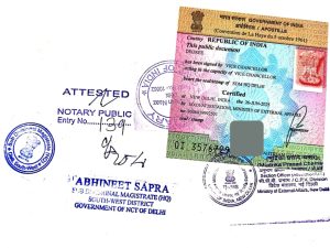 Apostille stamp in kolkata Sample