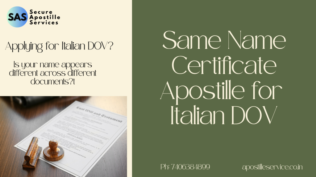Same Name Certificate Apostille for Italian DOV