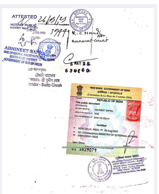 POA Apostille in Pune sample
