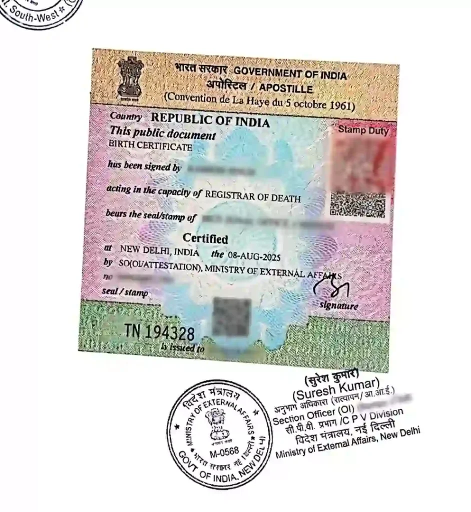 Birth Certificate Apostille Bangalore, Secure apostille service