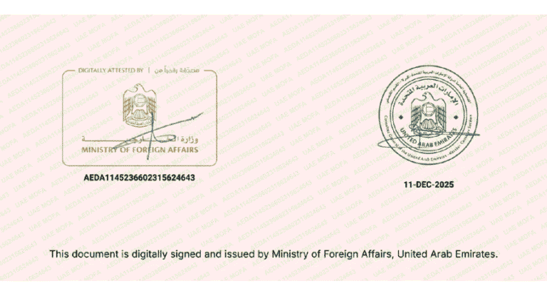 UAE MOFA Attestation sample