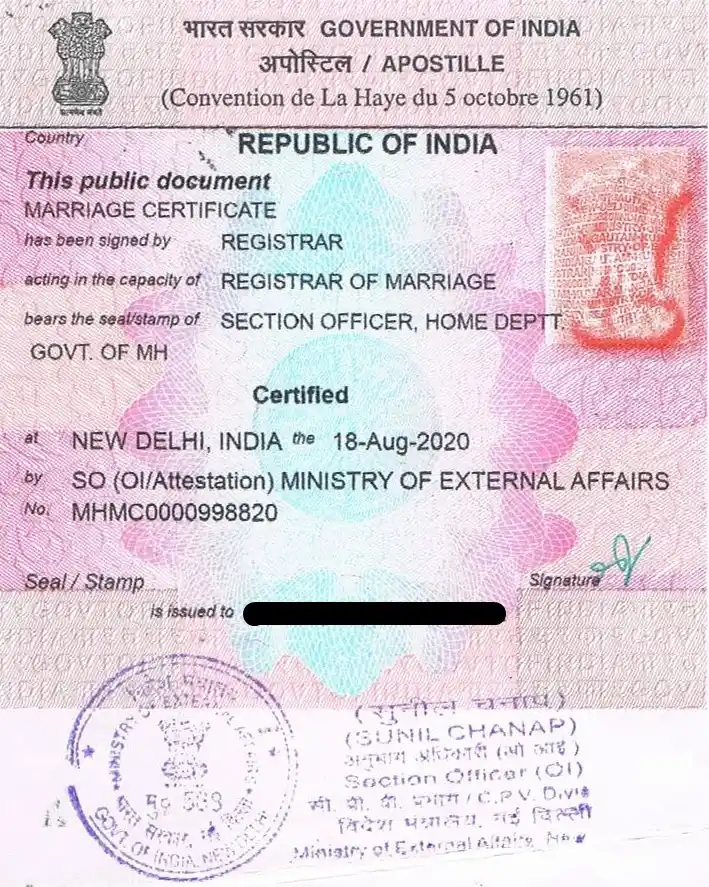 Marriage Certificate aposstille bangalore Secure Apostille Service