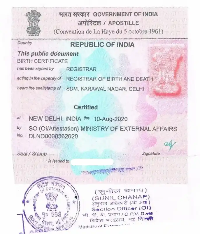 Apostille Service in Bangalore — MEA Approved Sample